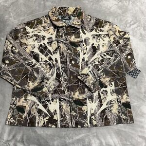 Rebel Vengeance Jacket Mens Medium Brown‎ Green Camo Button Front Shacket